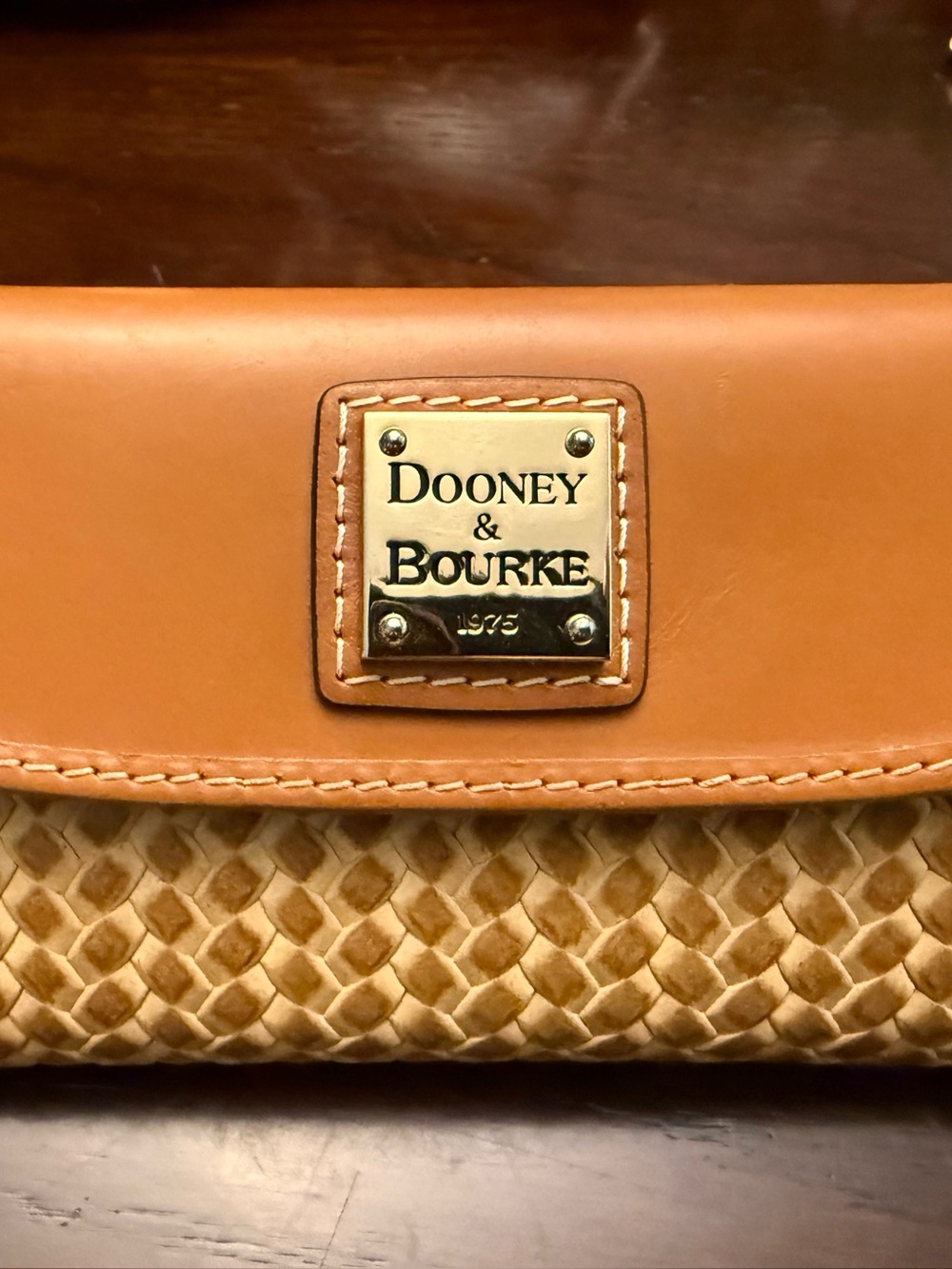 Dooney & Bourke Tan Beacon & Woven Leather Continental Wallet - Picture 4 of 9